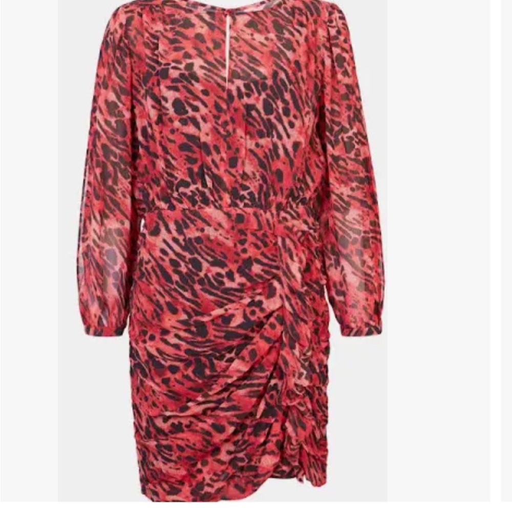 All Saints Red and Black Animal Print Dress